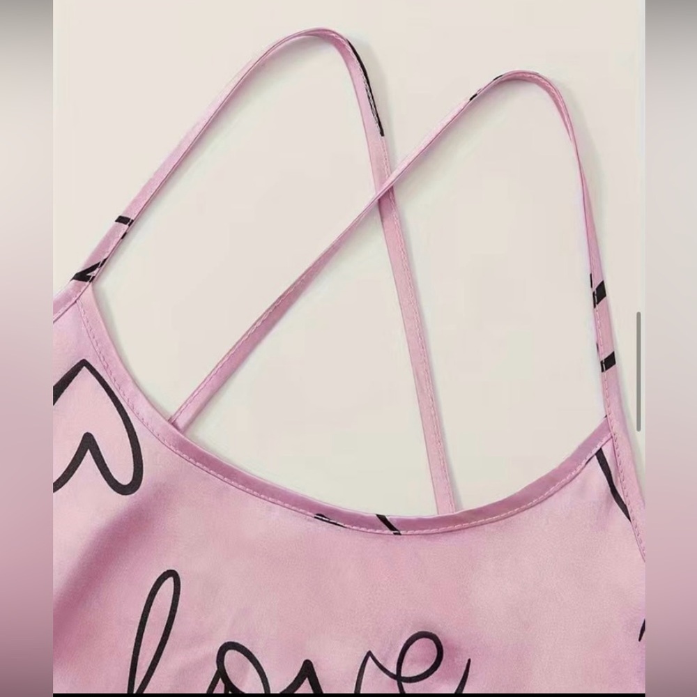 ❗️FINAL PRICE❗️LOVE Letter Print Crisscross Slip Nightdress Sleepwear Nightie - Picture 5 of 9